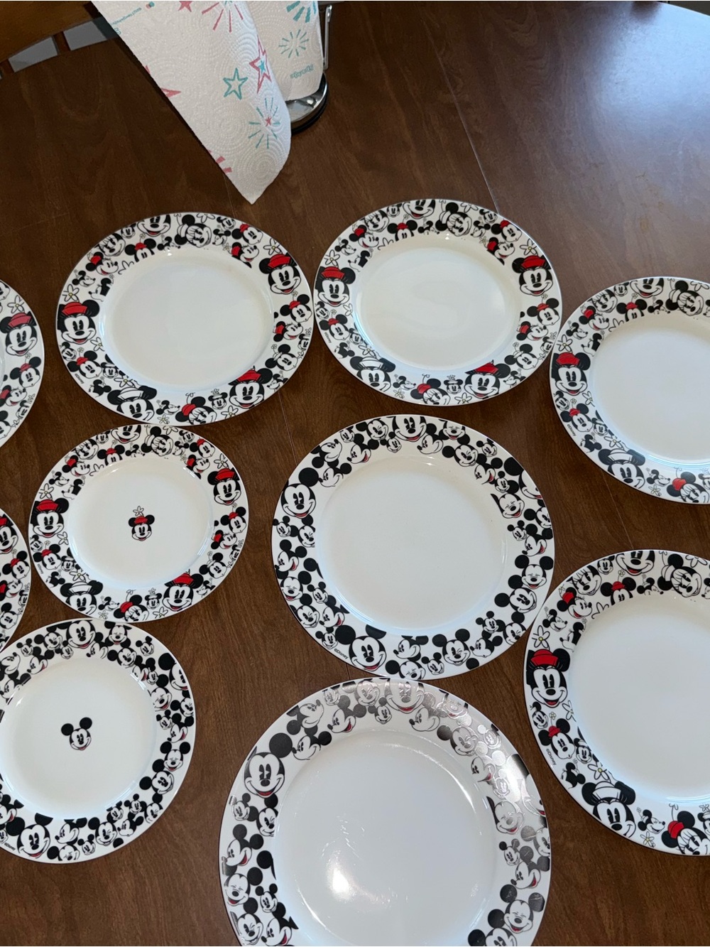 Disney Black, White & Red Mickey Mouse Ceramic Plate Set